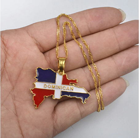 Dominican Republic Map Pendant Necklace