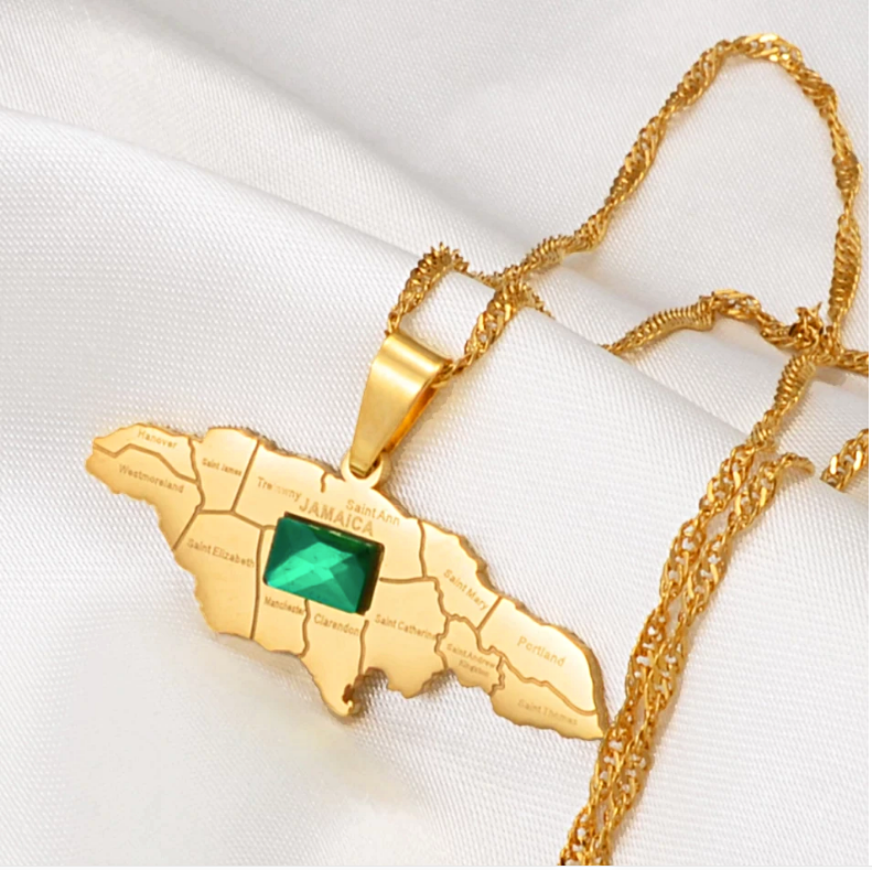 Jamaica Map Pendant Necklace