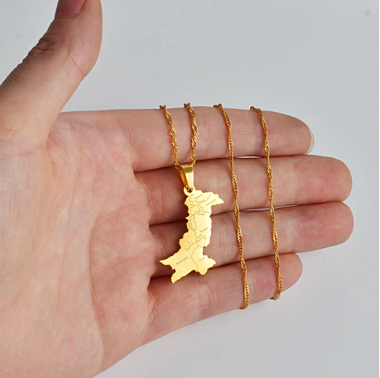 Pakistan Map with cities Pendant Necklace