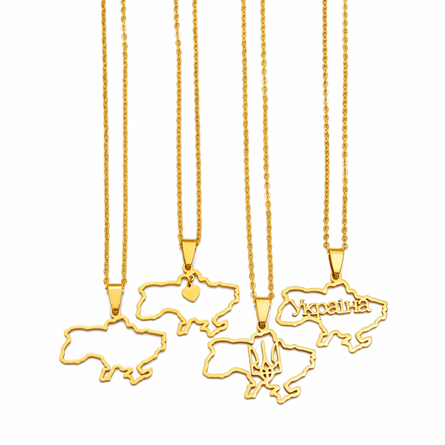 Ukraine Map Outline Pendant Necklace