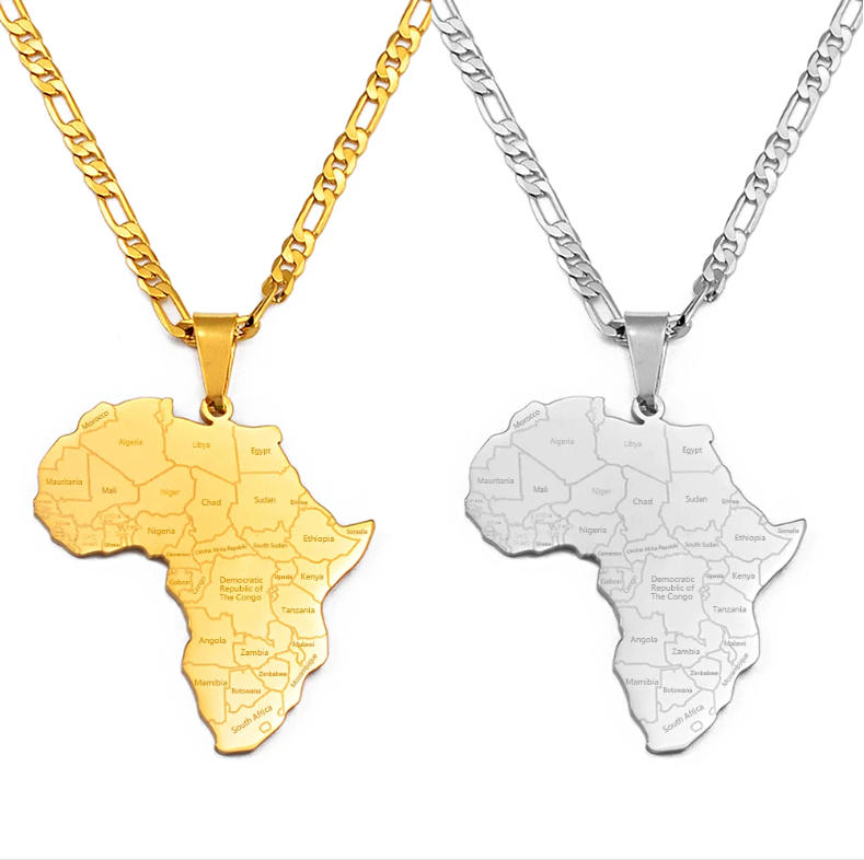 Africa Map Necklace With Country Names