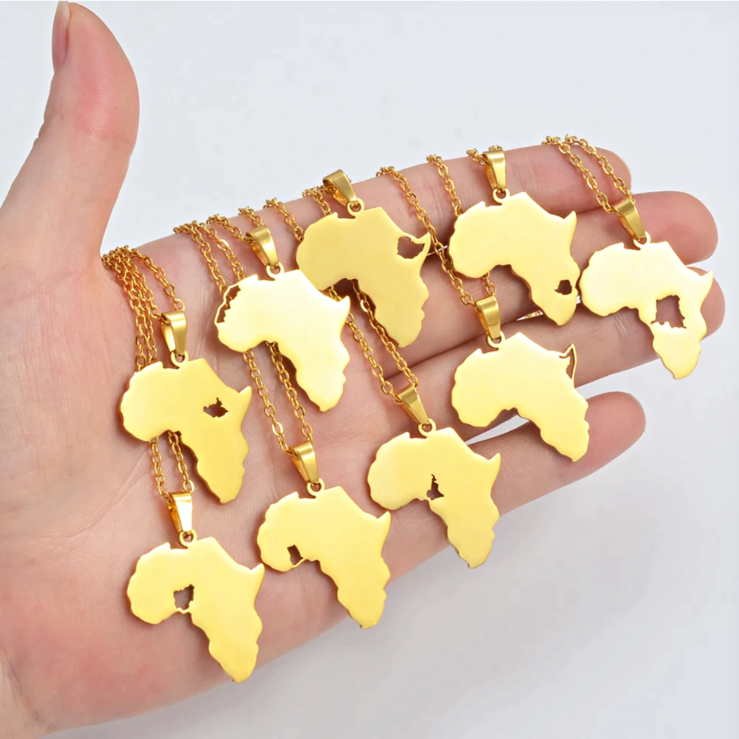 Africa Map with Nigeria Map Pendant Necklace