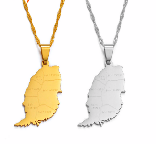 Grenada Map with cities Pendant Necklace