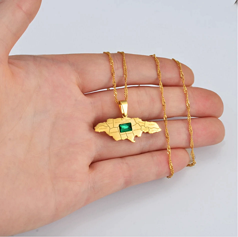 Jamaica Map Pendant Necklace