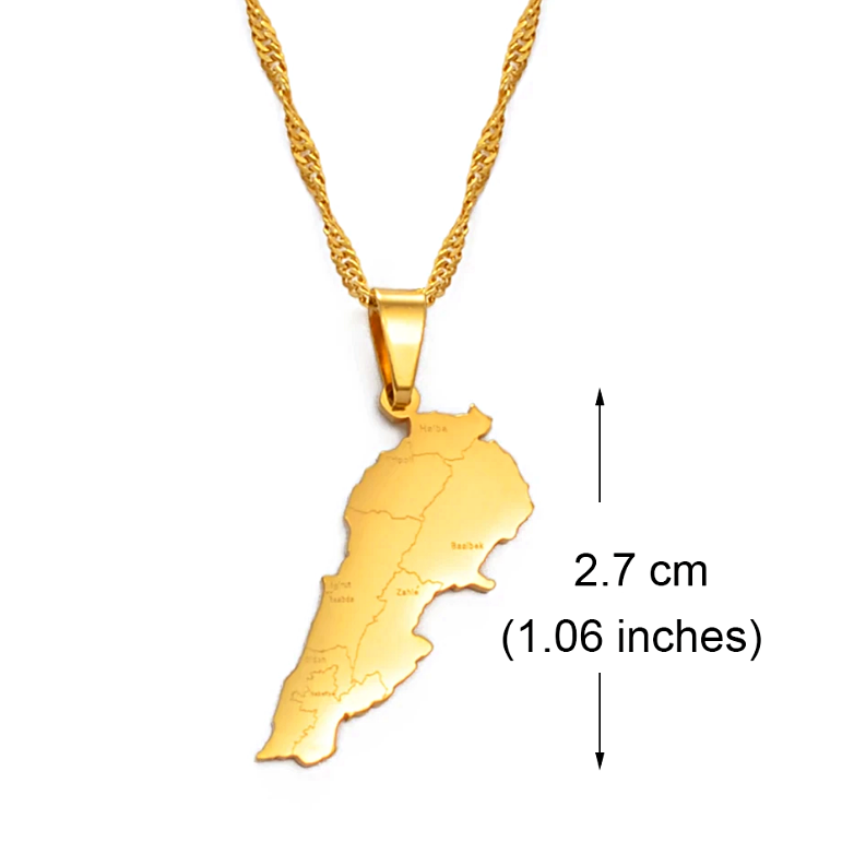 Lebanon Map with cities Pendant Necklace