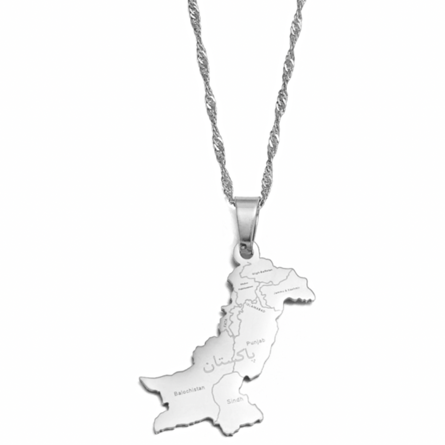 Pakistan Map with cities Pendant Necklace